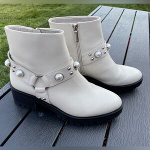 Karl Lagerfeld Paris‎ Pixie Embellished Moto Boots Size 8